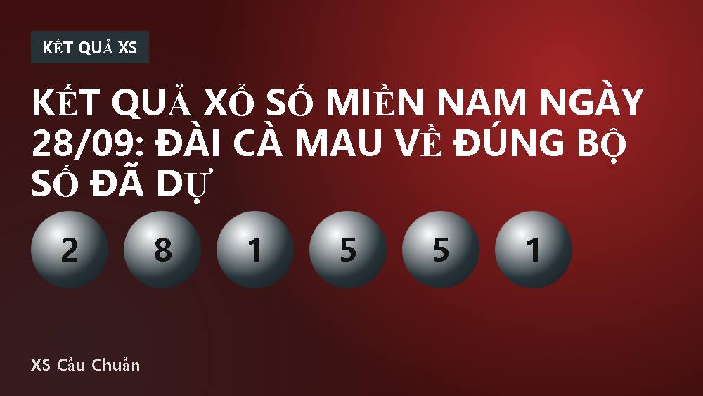 Kết quả xổ số miền Nam ngày 28/09: đài Cà Mau về đúng bộ số đã dự